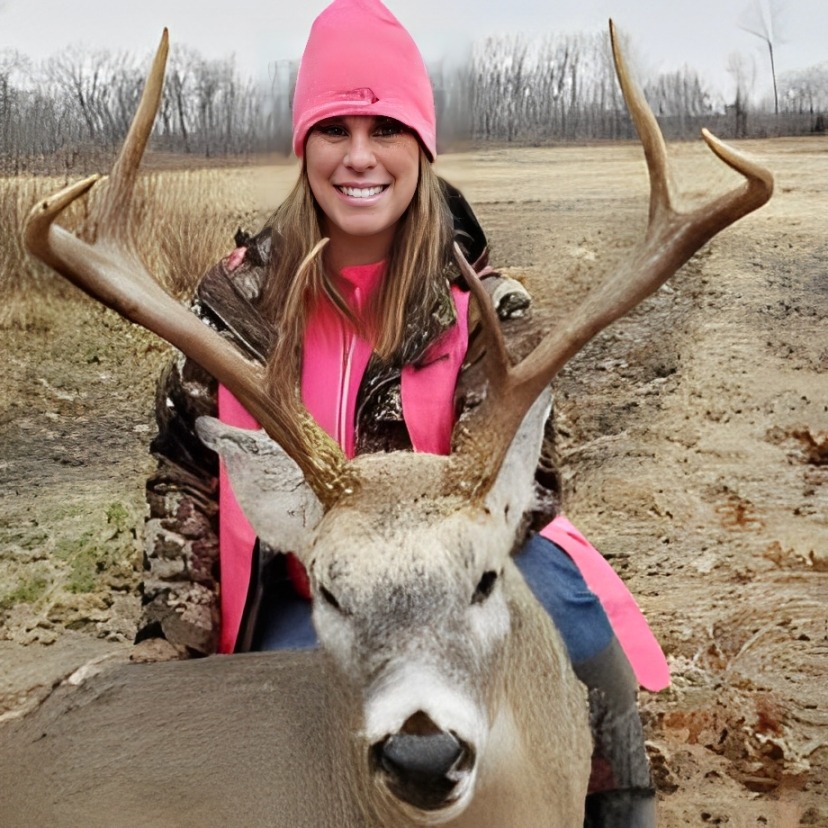 A woman holding a deer